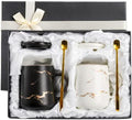 ZENFUN 2 Pack Ceramic Mug Set for Couple, Coffee Mugs with Gift Box