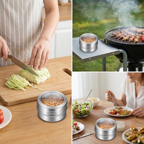 Set of 8 Magnetic Spice Tins with Metal Wall Plates