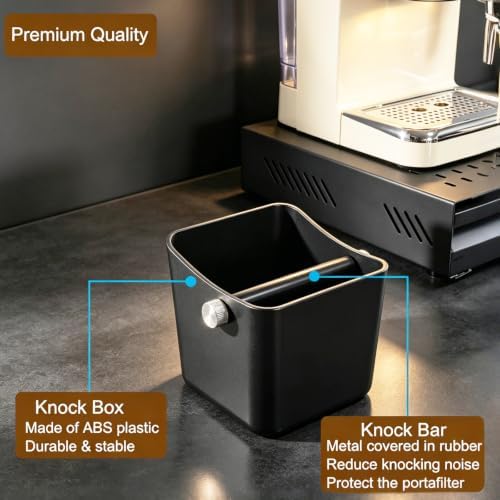 Espresso Knock Box,Large Capacity & Non-Slip Base Coffee Grounds Knock