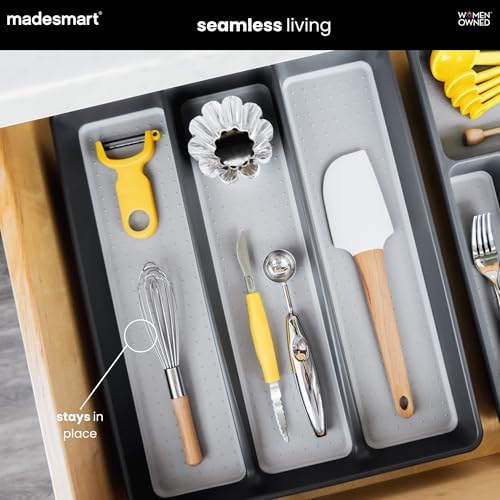 madesmart Classic 3-Compartment Utensil Tray, Granite