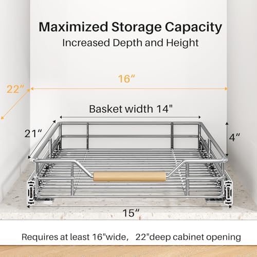 Pull out Cabinet Organizer, 15"W x 21"D