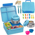 Bento Lunch Box with 9.5 oz Soup Thermo, Kids Leakproof 4 Compartments