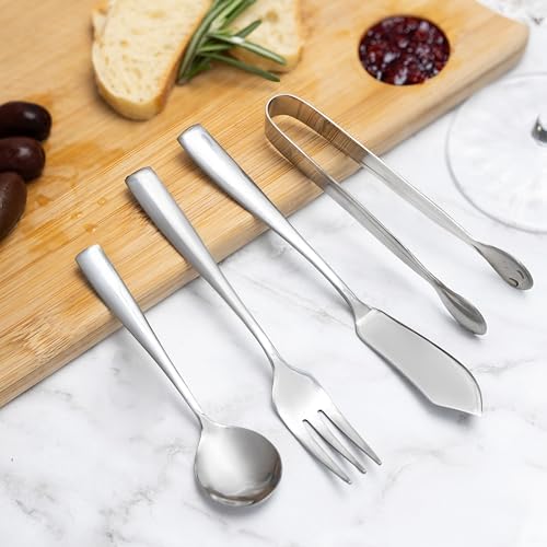 Ironwood Gourmet Stainless Steel Charcuterie Utensil Set of 8, Includes Forks, Knives/Spreaders, Spoons, Tongs