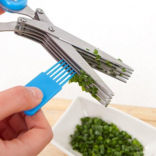 SourceTon 5-Blade Herb Scissors 2 Pack - Heavy Duty Kitchen Shears