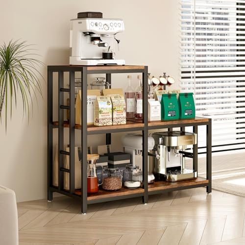 METYERRY 5-Tier Mini Fridge Stand, Rustic Brown