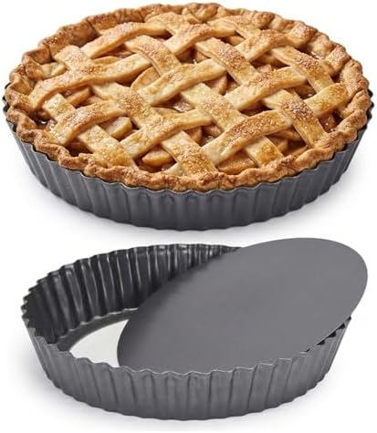 2 Pack 11 Inch Nonstick Tart Pan, Quiche Pan, Carbon Steel Deep-dish
