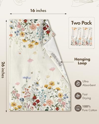 Miss Adola Flour Sack Kitchen Towels Set of 2, Retro Flower