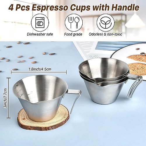 4 Pack Espresso Shot Cups with Handle Espresso Measuring Cup
