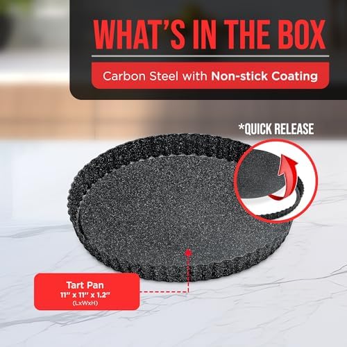 Bakken- Swiss Tart Pan – Quick Release Removable Base, Non-Stick