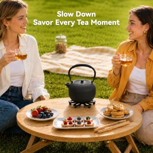 Cast Iron Teapot Set with 2 Cups, 34 oz (1000 ml) Japanese Tea Pot