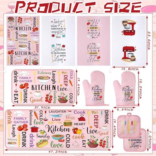 Fourluoo 10 Pcs Christmas Pink Kitchen Decor and Accessories Set Food