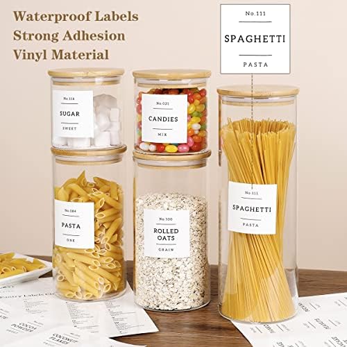 HHMJSM 5 Pcs Glass Food Storage Containers With 132 Pantry Labels