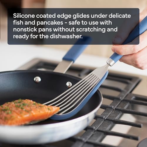 Misen Fish Silicone Spatula - Slotted Turner for Cooking - Perfect for