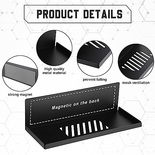 Therwen 4-Pack Magnetic Pegboard Shelves, 12 x 4.8 x 3.6 Inches