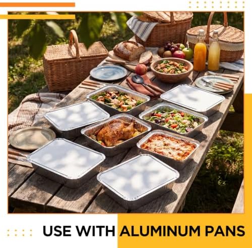 50 Pack Aluminum Pans Lids 9x13, Foil Covers, Disposable Half Sheet