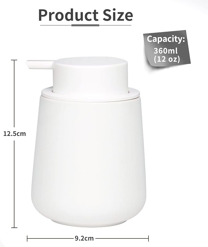 Bosilunlife Ceramic Foaming Soap Dispenser - 12Oz Bathroom Countertop Kitchen - Image 4