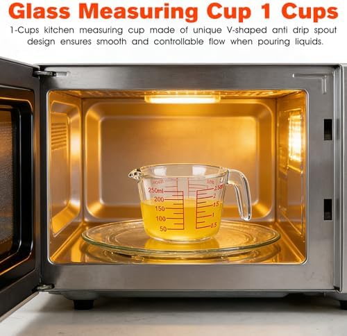1 Cup Glass Measuring Cups, Clear Borosilicate Glass Liquid Measuring