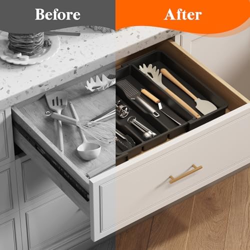 Lifewit Utensil Organizer, Adjustable Kitchen Drawer Organizer