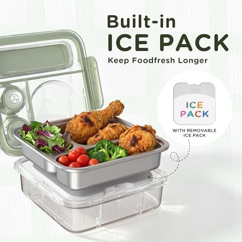 Stainless Steel Bento Lunch Box for Kids Adults with 8oz Insulated