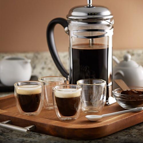 Glass Espresso Cups Set of 4 - Double Walled Espresso Cup 2.7 OZ