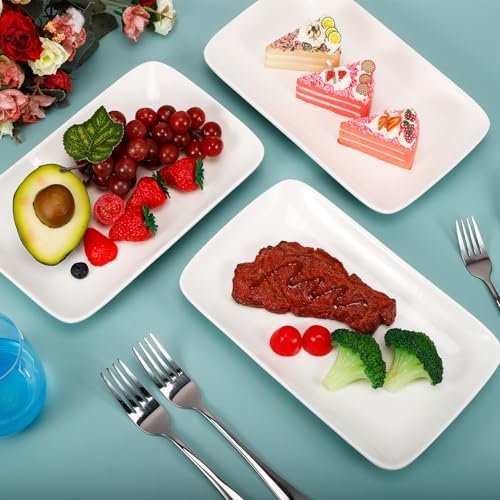 Set Of 6 10 Inch White Rectangular Serving Plates