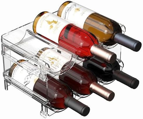 Plastic Stackable Wine Rack for Refrigerator, 2 Tier Large Capacity