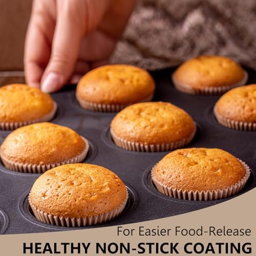 4 Pack Muffin Pan for Baking, Standard Cupcake Pan with 200 Natural