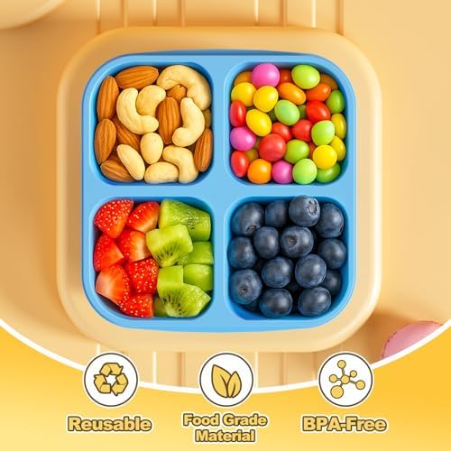 Canfanni 6 Pcs Snack Box Container Set, Reusable 3&4 Compartment Meal