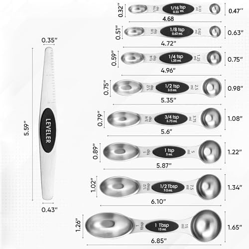 Magnetic Measuring Spoons Set,Heavy Duty Stainless Steel,Dual Sided