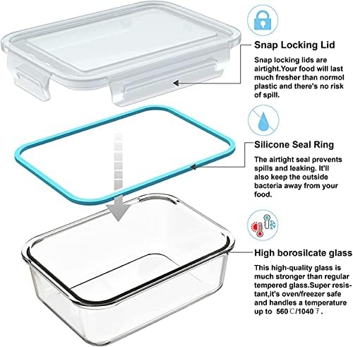 S SALIENT 18 Piece Glass Food Storage Containers with Lids