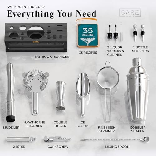 BARE BARREL® Mixology Bartender Kit Bar Set | 16-Piece Cocktail Shaker