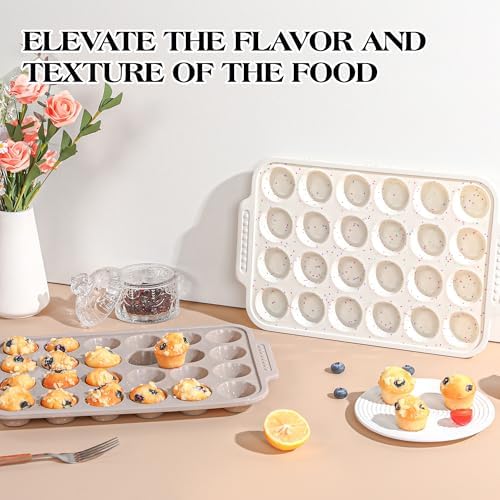 2 Pcs Silicone Muffin Pans for Baking with Metal Reinforced Frame