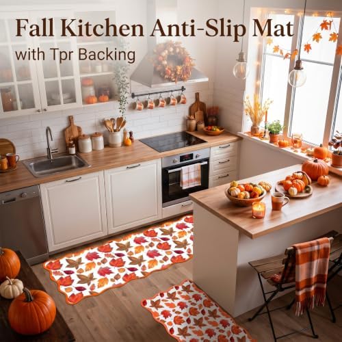 10 Pcs Fall Kitchen Decor Set Maple Leaf Towels Mats Pot Holders Oven