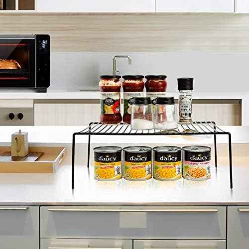 Redrubbit 2 Pack Large (15.7 x 9. 4 Inch) Cabinet Storage Shelf Rack, Rustproof Kitchen Counter and Cabinet Shelf, Storage Rack Organizer for Kitchen, Fridge, Cabinet, Bathroom, Black