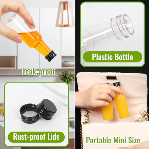 Mini Liquor Bottles 50ml/1.7oz 120Pack, Plastic Shot Bottles with Caps