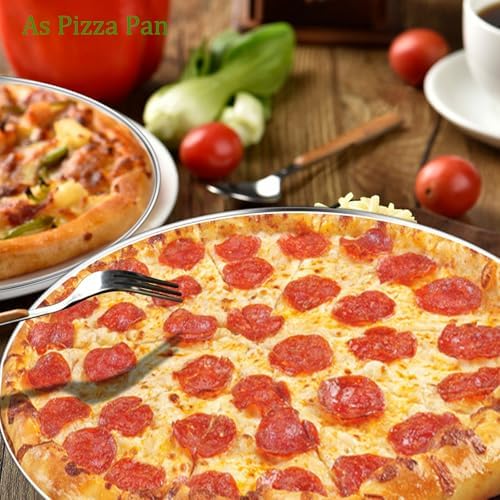 Pizza Pan Set of 2, Stainless Steel Pizza Tray for Oven, Round Pizza