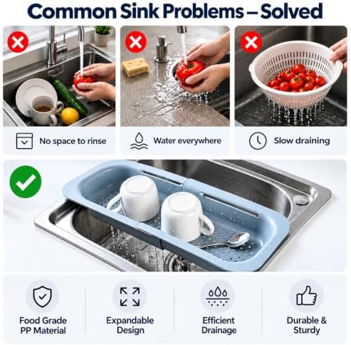Expandable Over-Sink Strainer, Gray