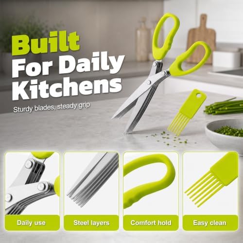 5 Blades Herb Scissors, 2026 New Multipurpose 5 Layer Vegetable Shears