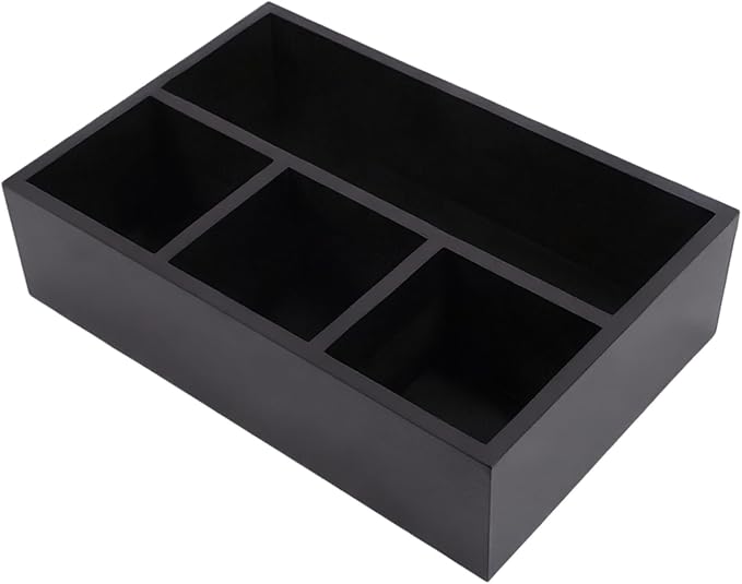Tea Bag Organizer Wood Black, 4 Compartments Tea Bag Holder, Large Capacity by HymoConn