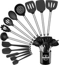 14-Piece Silicone Kitchen Cooking Utensils Set, Black