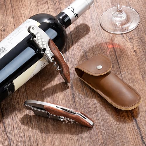 3-Pack Professional Waiter Corkscrew Wine Key with Leather Protection