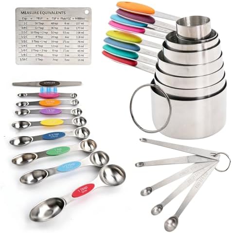 CEYAZYE 23Pcs Magnetic Measuring Cups and Spoons Set, Stackable