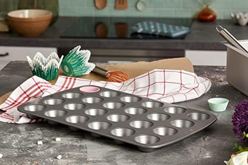 PME Mini Mini Muffin Pan-24 Cups, Non Stick Bakeware, Mini, Silver