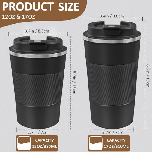 4 Pack Insulated Coffee Mug with Lid 17oz Travel Coffee Tumbler