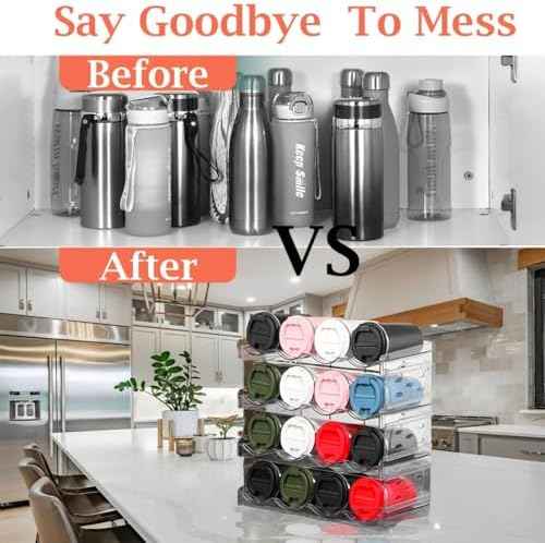 4-Tier Stackable Water Bottle Organizer for 40 oz Tumblers, Large