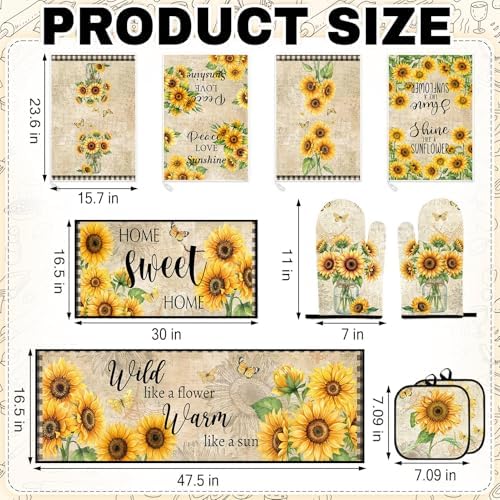 10 Pack Kitchen Decor and Accessories Set, Sunflower Fall