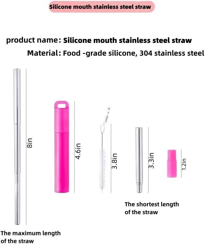 NAIVELY-Metal Reusable Straws, 2 Pack Collapsible Portable Stainless