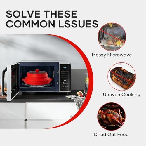 2 in 1 Microwave Splatter Cover, Large Plastic & Silicone Collapsible