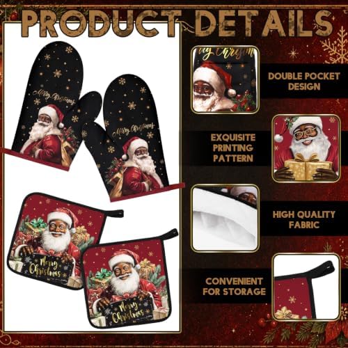 Fourluoo 12 Pcs Merry Christmas Kitchen Decor Set Santa Claus Kitchen