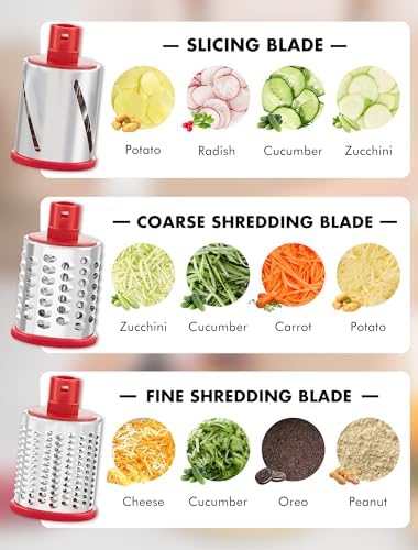 GDL 5-in-1 Rotary Cheese Grater and Vegetable Slicer